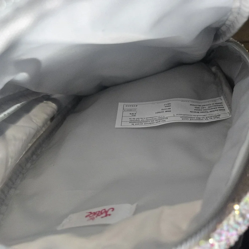 Deadstock 2018 Justice Angel Wings Mini Backpack NWT Silver Glitter